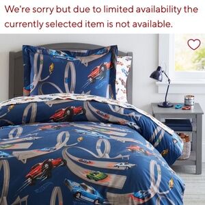 Pottery Barn Hot Wheels Duvet with 2 standard Shams